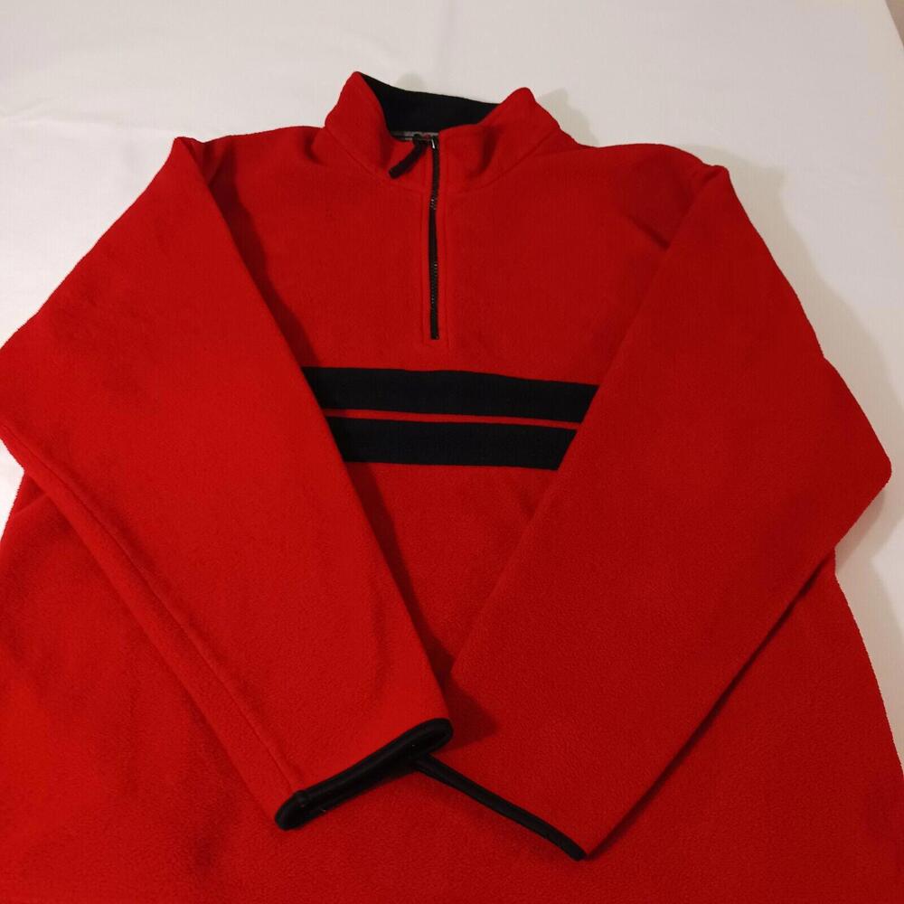 Preswick & Moore Men's Red 1/4 Zip Pullover Sweatshirt Measured Chest 48"